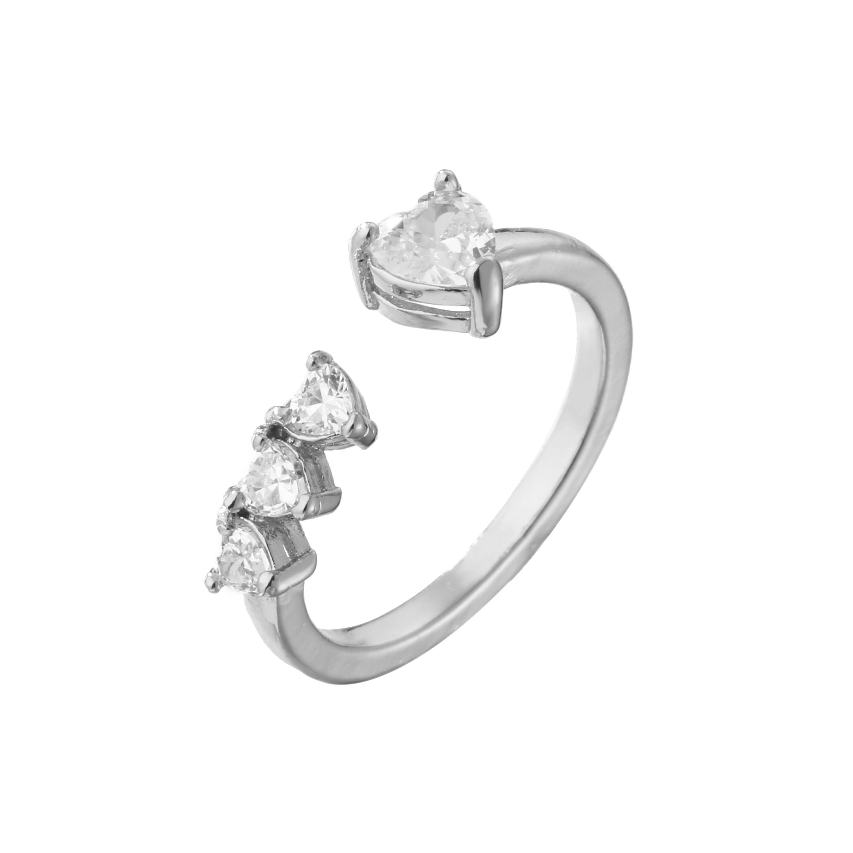 HECHENG, Simple Heart Ring For Women Female Cute Finger Rings Romantic Birthday Gift For Girlfriend Fashion Zircon Stone Zircon