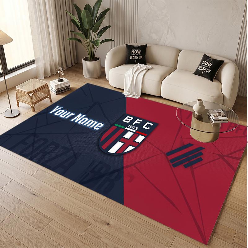 Personalized Crystal Velvet Carpet Bologna FC Pattern Non Slip Floor Rug