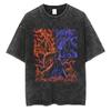 Harajuku Streetwear Vintage TShirt Japanese Anime Naruto Oversize T Shirt Washed Black Tshirt Men Summer Cotton Top Tees