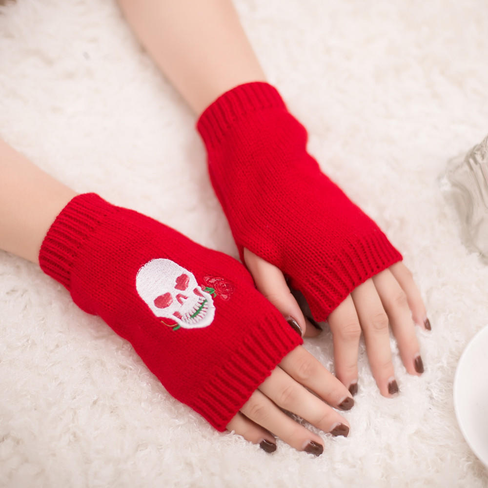 Women Girl Knitted Arm Fingerless Warm Winter Gloves Soft Warm Mitten