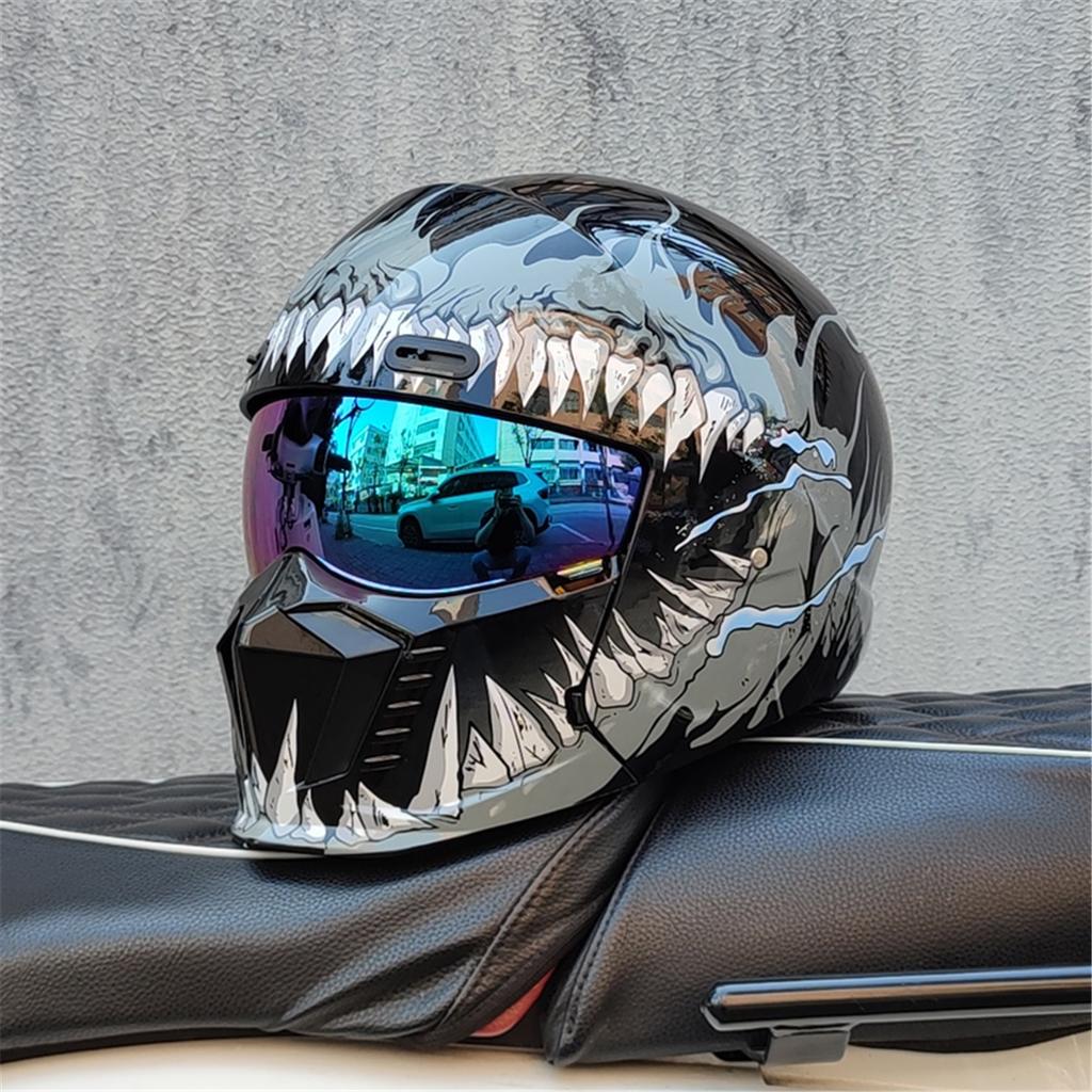 Motorcycle retro helmet cruise men's and women's combination full helmet scorpion helmet reserved Bluetooth headphone slot