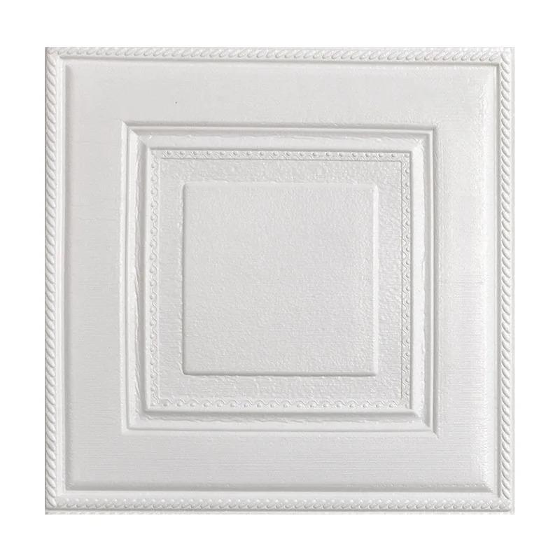 

5 шт./10 шт. потолочная, против плесени и влагостойкая 3D наклейка на стену, обои для украшения фона спальни и гостиной 5Pcs 35X35cm белый