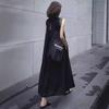Vest Dress Children's Summer French Loose and Thin Sleeveless Long Dress Hepburn Style Backless Small Black Dress