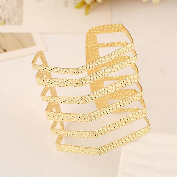 Het mode Unisex Geometrisk Urholkad Guld Silver Armring Punk Manschett Vridet Armband