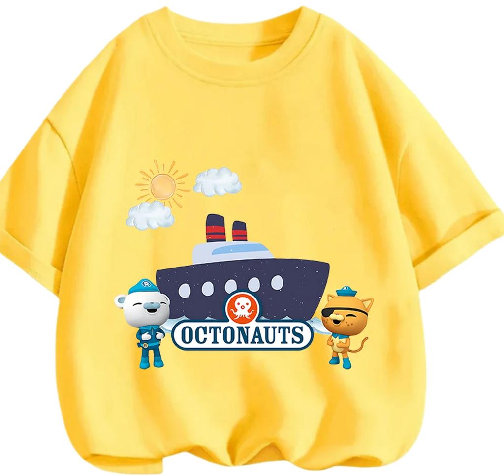 Adorable Cartoon Octonauts T Shirt Casual Street Leisure Tops Summer Daily Outfits For Little Boys And Girls