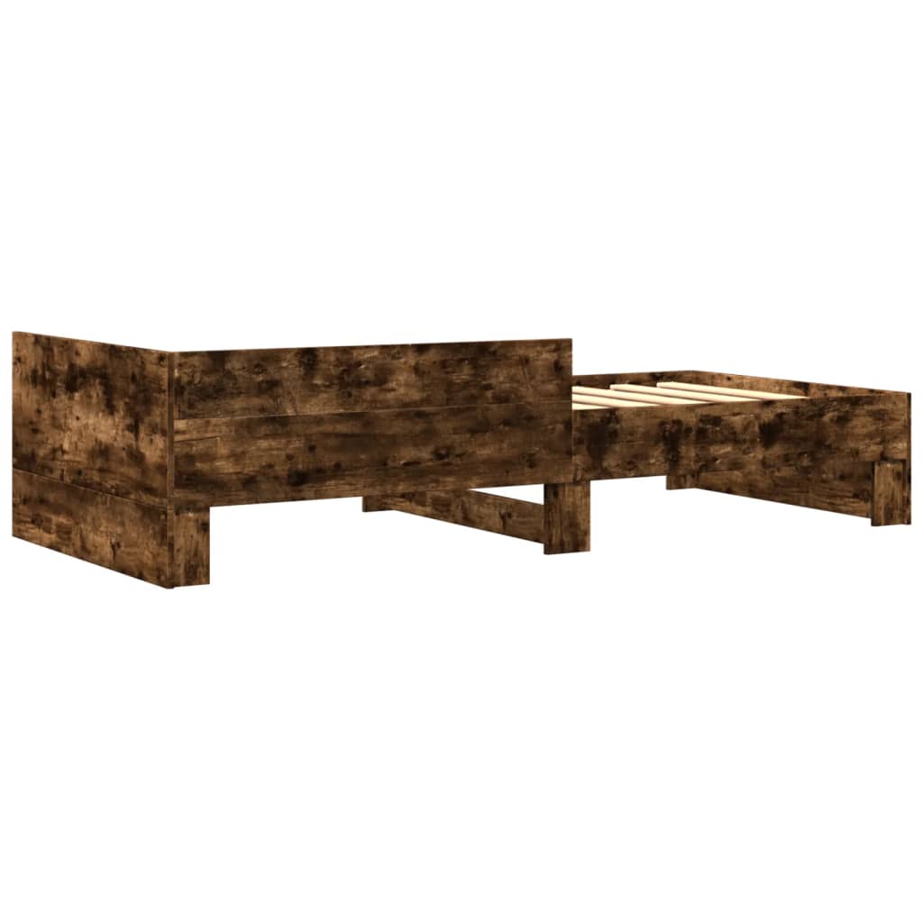 Bed Frame without Mattress Smoked Oak Finish 100 x 200 cm Engineered Wood
