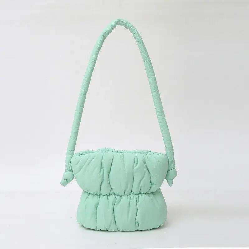 Nylon Bucket Bags Women Casual Designer Handbags Down-Filled Cotton Shoulder Bag Pleated Crossbody Bags Fashion Underarm Bag