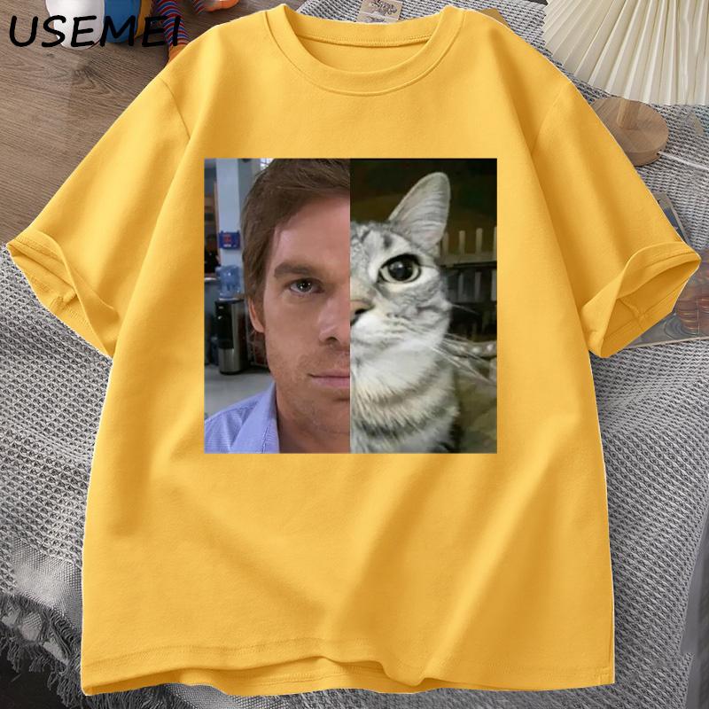 Dexter Morgan Cat T-shirts Funny Short Sleeve O Neck Tshirt Unisex Streetwear Mens Clothes Harajuku Printed T-shirt Tops
