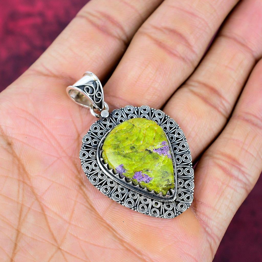 Stichitite 925 Solid Sterling Silver Pendant, Handmade Gemstone Pendant Jewelry, Gifts For Wife Brand New Pendant