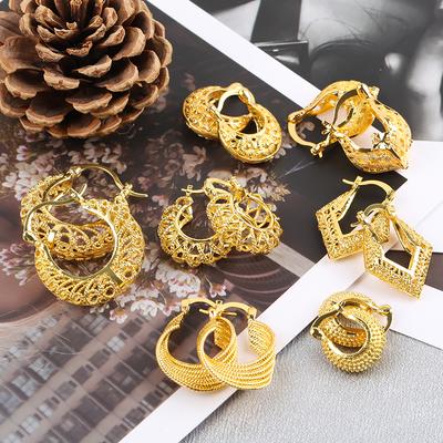 Orecchino Geometrico Semplice Vintage Piccolo Cerchio Orecchini a Cerchio Vuoti Per Donna Colore Dorato Brillante Gioielli di Moda Festa Nuziale