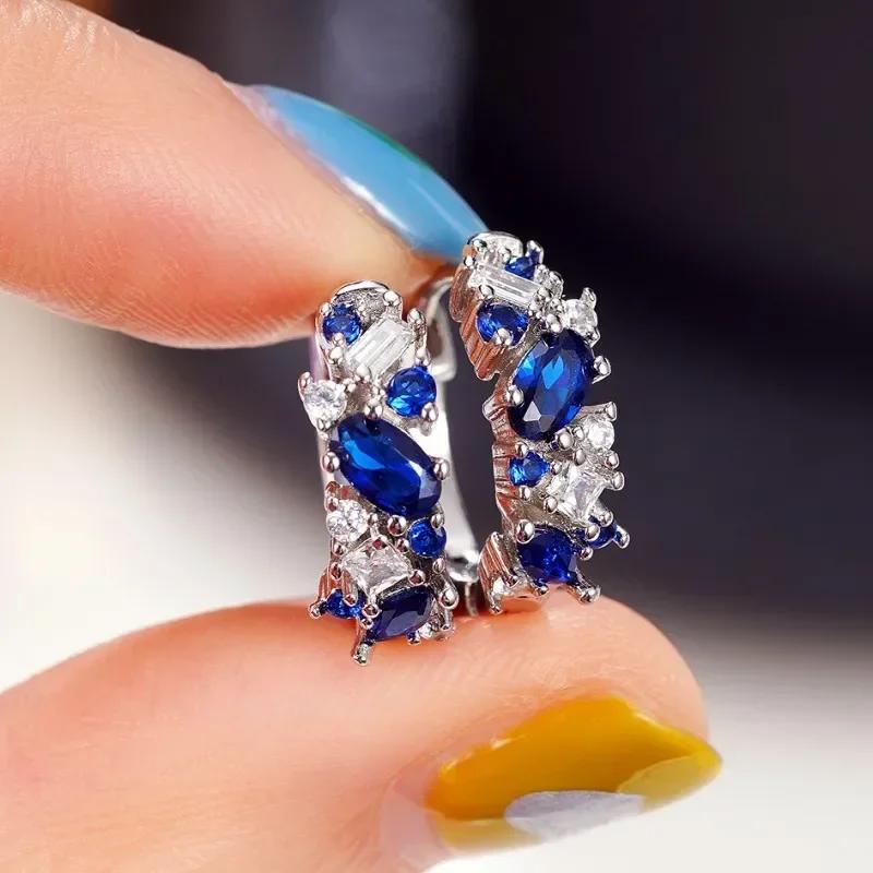 

Dazzling Blue/White CZ New Ring for Women Silver Color Plated Wedding Engagement Trendy Female Accessories Modern Jewelry