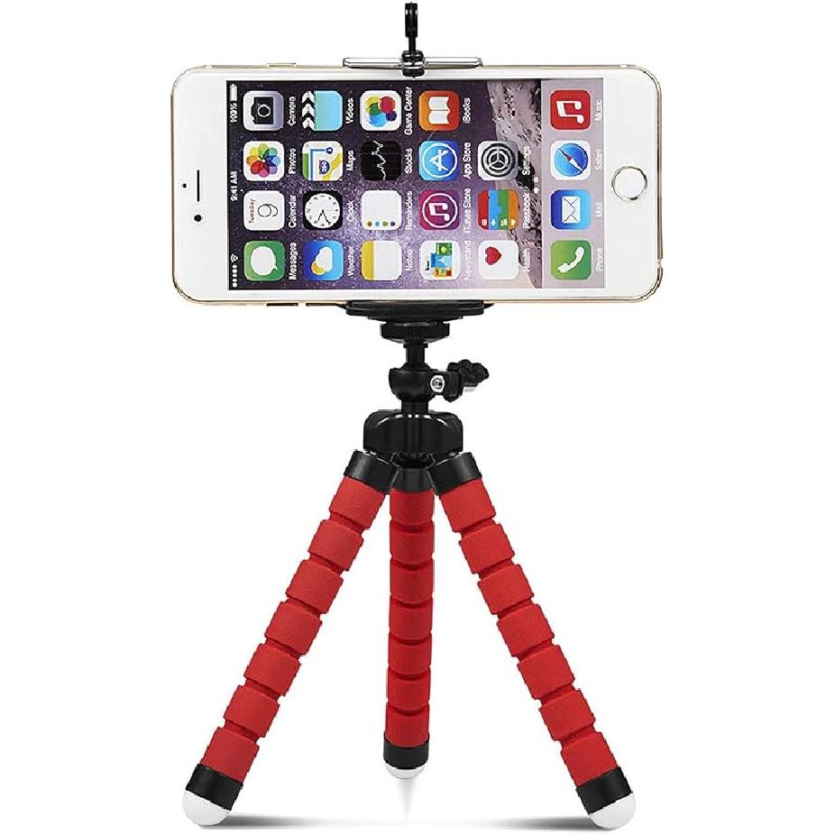 Phone Tripod Flexible Adjustable Stand Octopus Leg Style Desktop Portable Mini Support with Clip for Cellphone Smartphone Digital Camera Red Red Phone Tripod