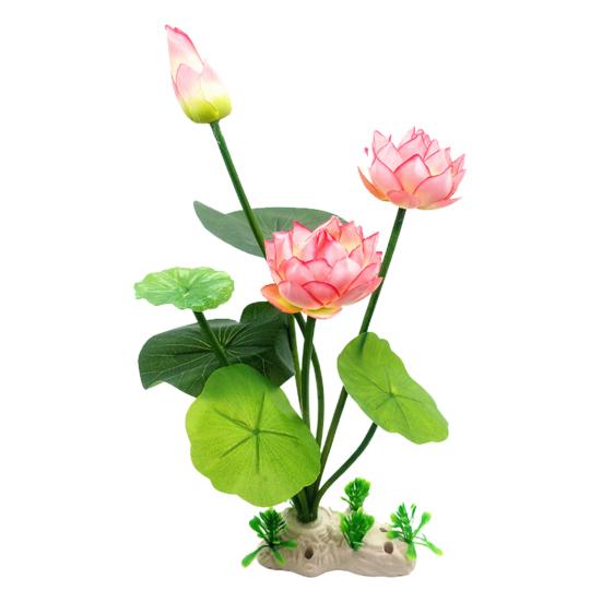 Aquarium Artificial Lotus Plants Fish Tank Decorations Water Grass Ornaments Realistic Aquatic Flowers Easy To Clean Durable Eco-Friendly