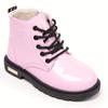 Girls High Top Boots Plush Lining Lightweight Durable Faux Cover Non Slip Traction Sole Zipper Lace Up Closure