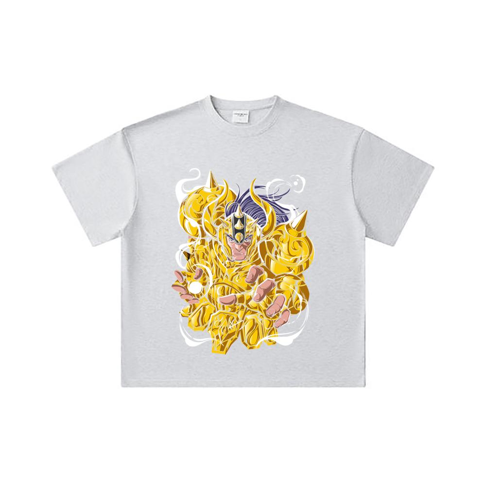 260 GSM Double Yarn 32 Count 100% Cotton Saint Seiya V20 Taurus Print Unisex Heavy Cotton T Shirt… More