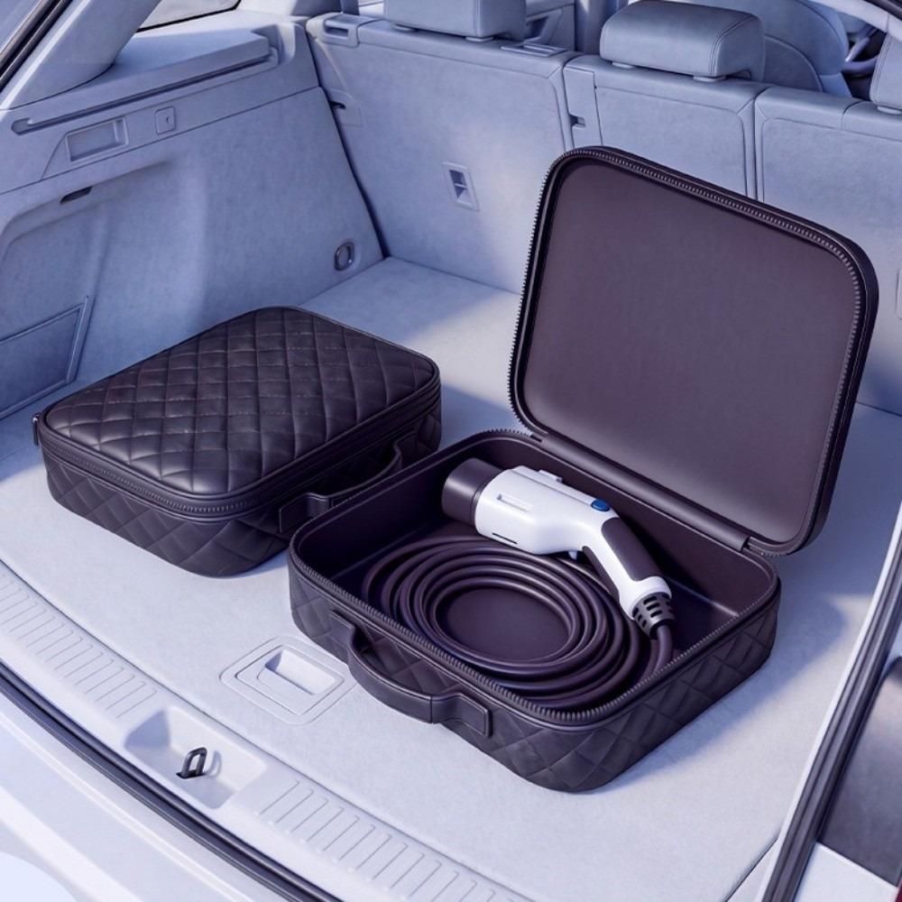 Shockproof Car Charger Plugs Storage Carry Bag Round/Square Car Trunk Organizer Accessories