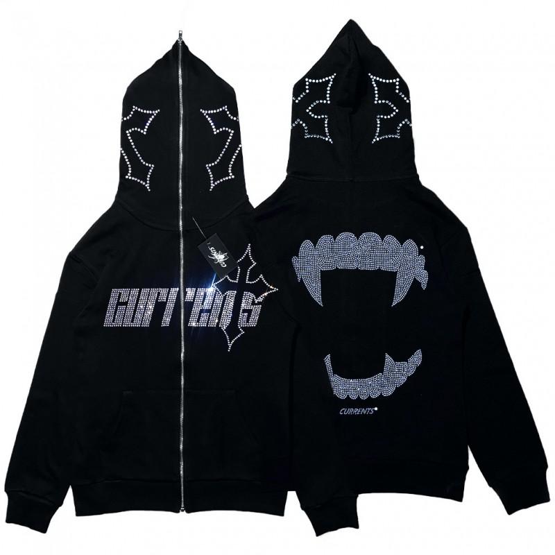 Y2K Vintage Zip-Up Hoodie Women Men Loose Fit Streetwear Graphic Print Casual Sweatshirt