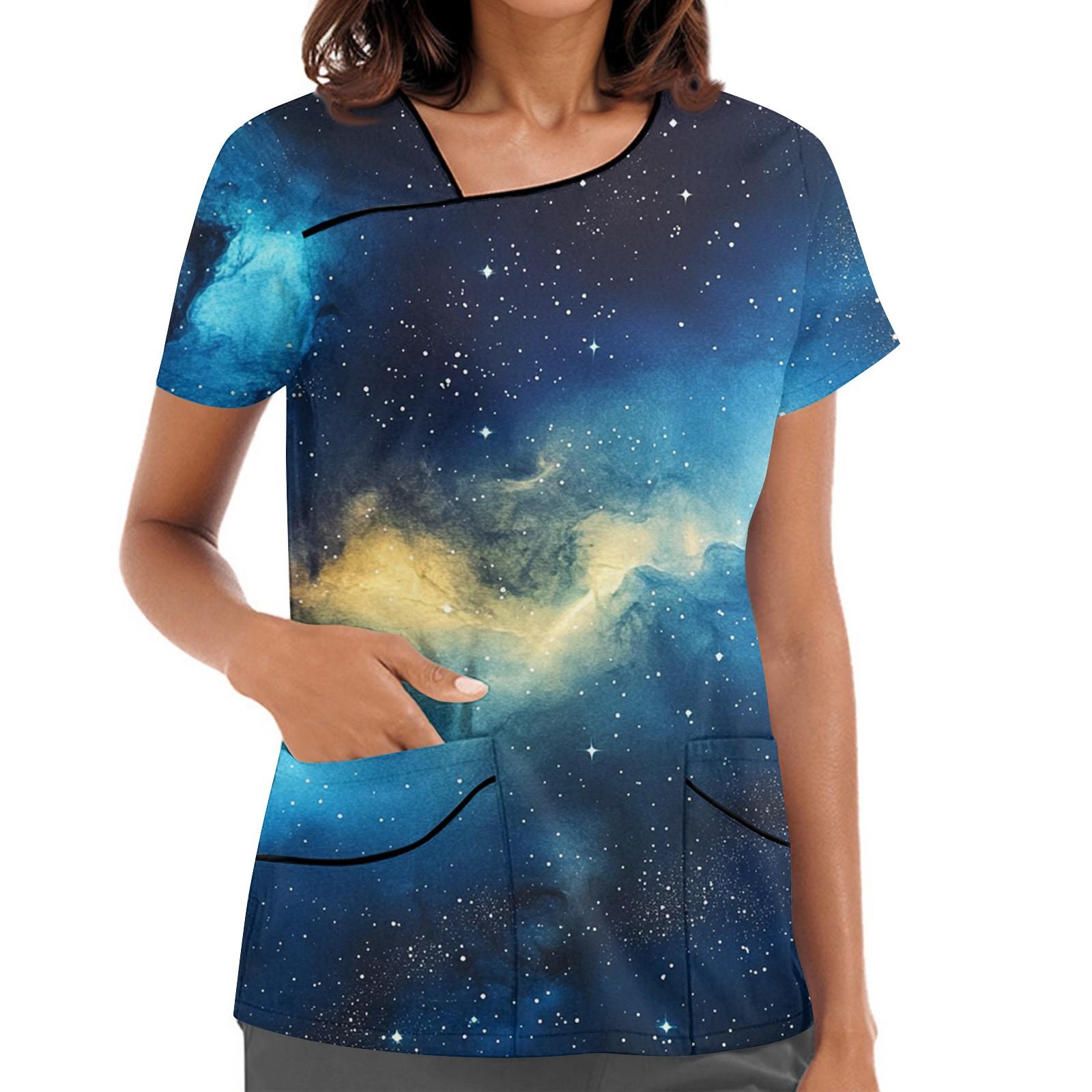 

Женская рабочая одежда с принтом, покатый воротник и двухслойные карманы, базовый верхний пуловер XXXL синий