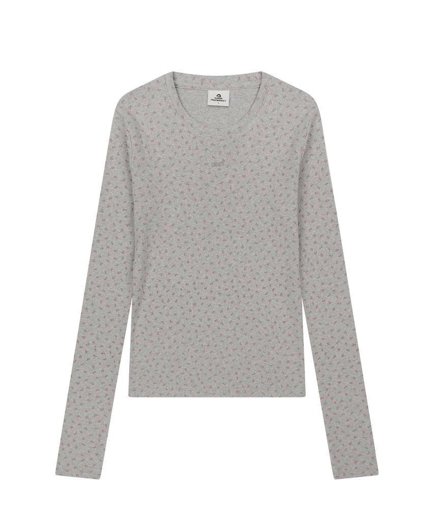 SUNDAY FRUIT MARKET W) Sun Flower Ls Tee Gray