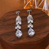 Fashion Leaf AAA Cubic Zirconia Wedding Bridal  Sterling Silver Dangle Earrings for Women Shiny Zircon Luxury Party