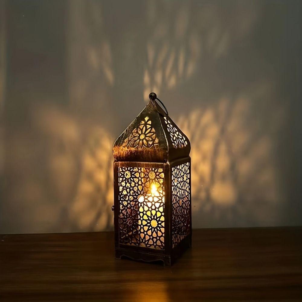 Kovový svícen Přenosná stolní ozdoba Vintage železný stojan na svíčky Domácí dekorace