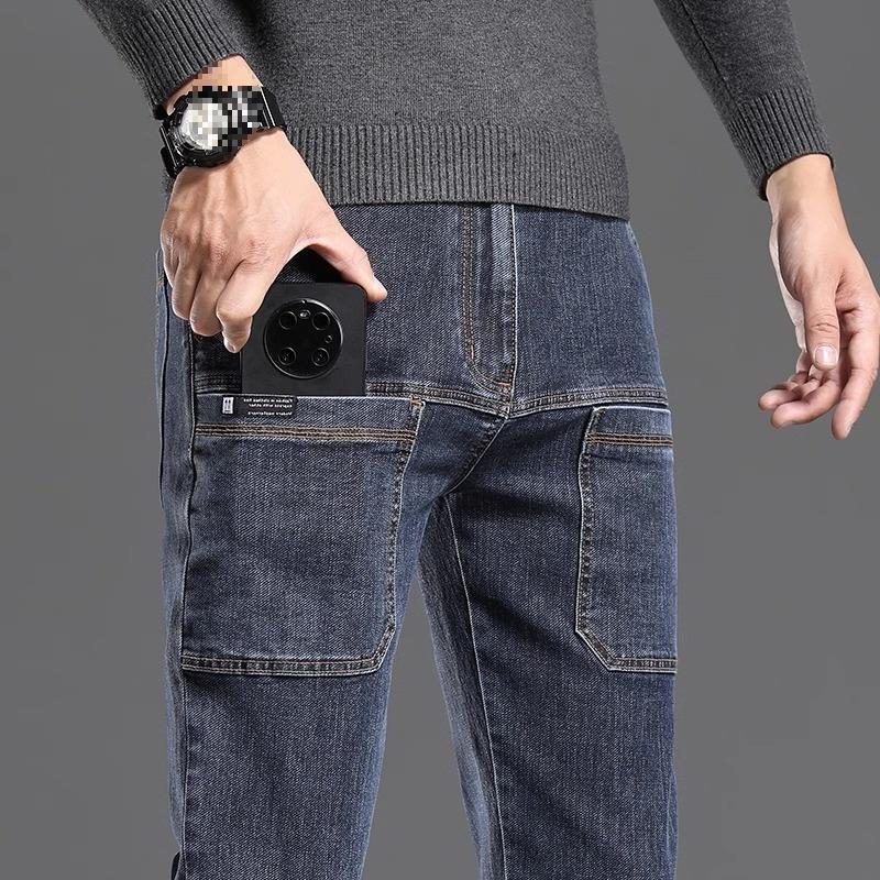 Jeans da Uomo alla Moda Slim Fit Gamba Dritta Multi-tasche Elasticizzati - Collezione Autunno/Inverno