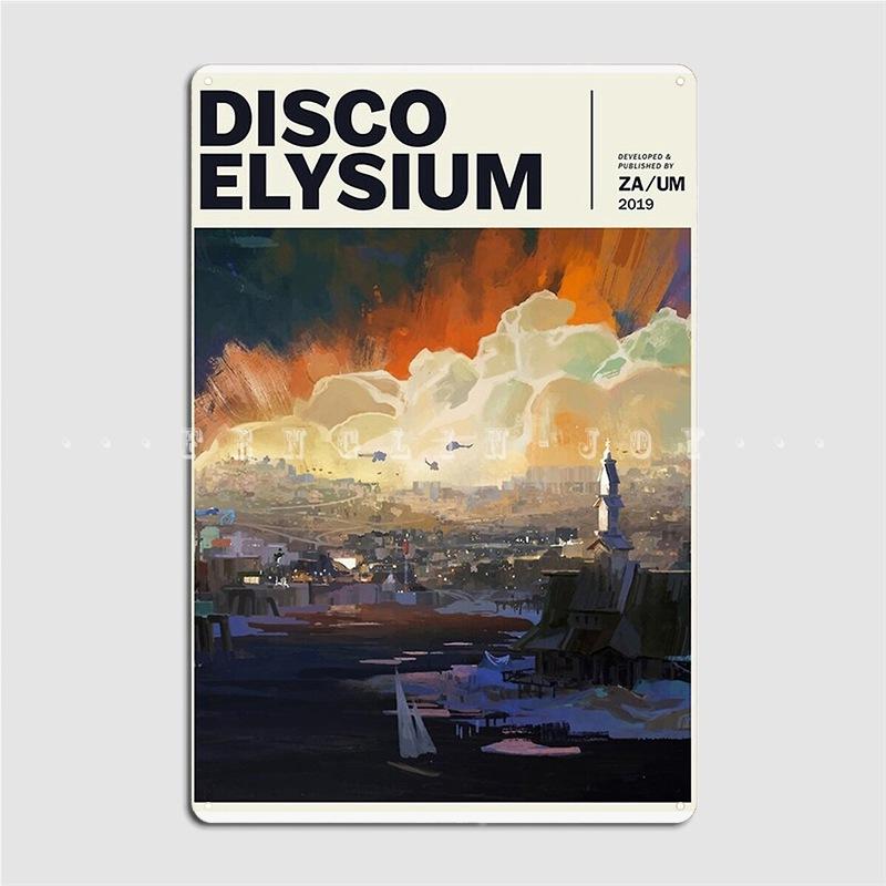 

Disco Elysium Металлическая табличка Настенная роспись Украшение гаража Дизайн дома Жестяная табличка Постер 20x30cm（7.8x11.8inch）