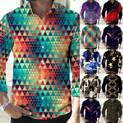 Men's Printed Long Sleeve Shirts Casual Loose Printed Long Sleeve Shirts