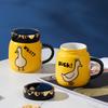Anime Duck with Lid Mirror Mug Cute Animal Ceramic Drinking Cup Home Set Mug Couple Mugs Gift Durable Durable Useful Useful
