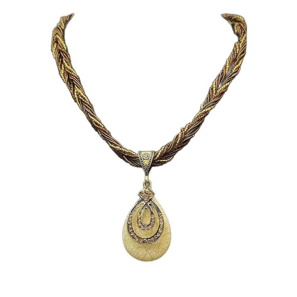 Bohemian Vintage Ethnic Water Drop Necklace with Bead Pendant