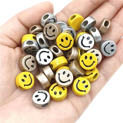 50 pezzi perline sciolte acriliche braccialetto fai da te creazione di gioielli accessori gioielli fai da te perline con faccina con foro ovale