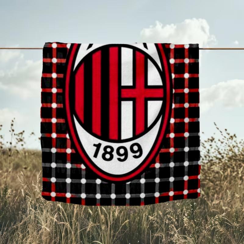 1 Stück AC Mailand Fußballverein Aufdruck Weiche Flanelldecke Überwurf für Schlafzimmer Wohnzimmer Sofa Camping Reise Fan Geschenke Weihnachtsgeschenke
