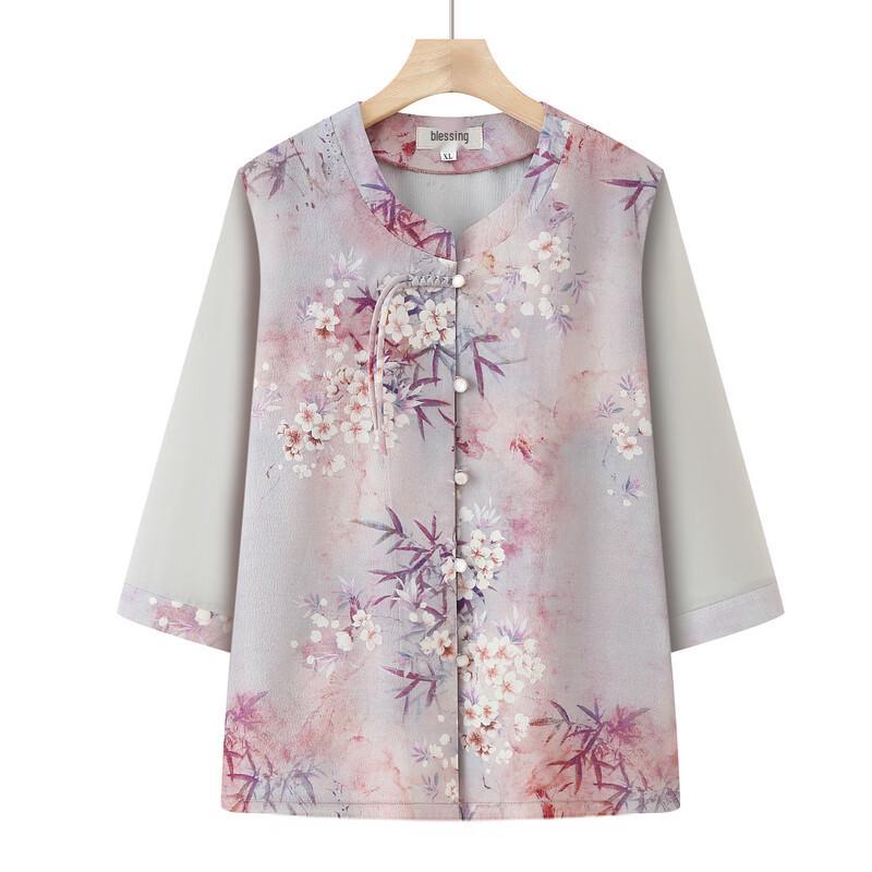 Women's Chinese Style Disc Buckle Seven-Sleeve Shirt