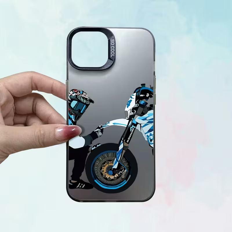 Blue Phone Case for Oppo Realme 15 14 13 12 11 10 9i 8 8i C75 C65 C63 C55 C53 C35 C33 C20 21Y 21 Pro Plus White Motorcycle Rider