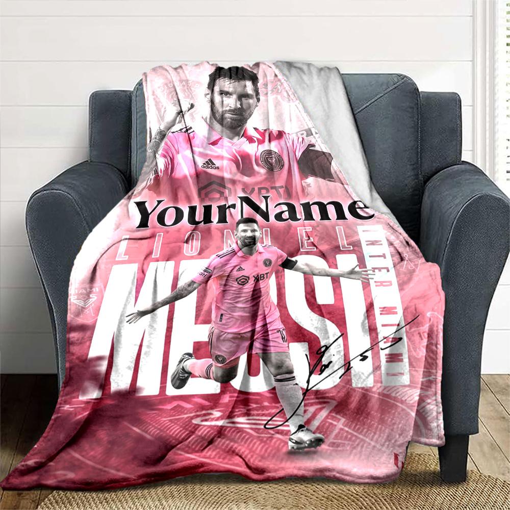 Messi Customize Your Name Blanket Cozy Customizable Blanket Ultra-Soft Great for Livingroom Chair Couch Picnics Ideal for All Seasons