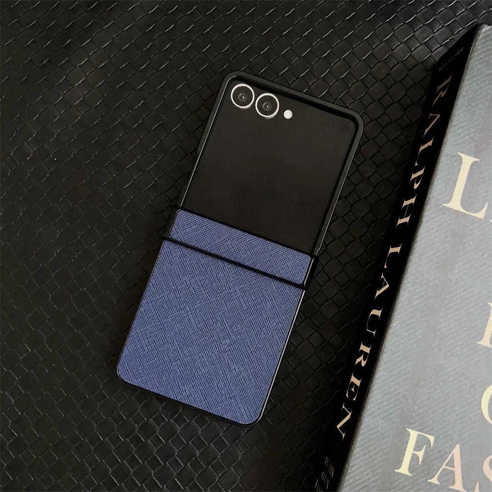 Luxury PU Leather Phone Case for Samsung Galaxy Z Flip 7 Fe 6 5 4 3 5G Hinge Protective Cover Durable Slim Fit