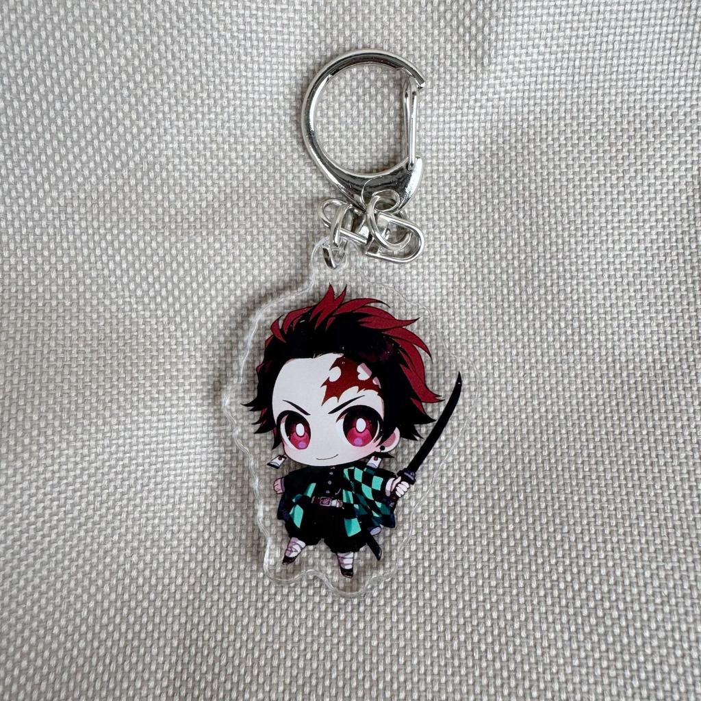 Anime Demon Slayer Figure Tanjirou Kamado Nezuko Tomioka Giyuu Kimetsu No Yaiba Cartoon Acrylic Keychain Pendant Key Ring Lovely Gifts
