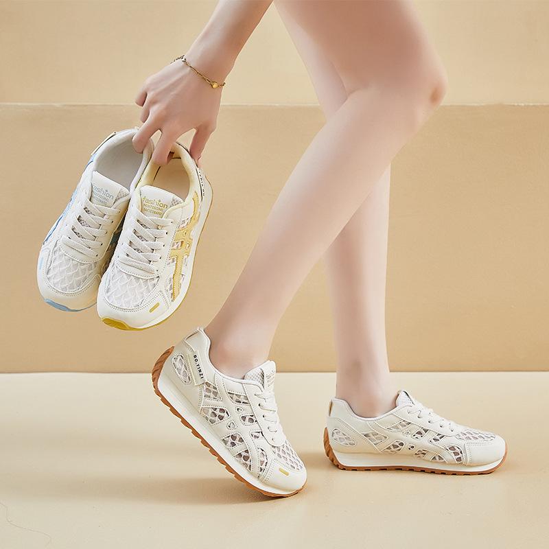 Dexun little white shoes women's mesh breathable and light Forrest Gump shoes single net 2025 summer new casual sports running shoes
