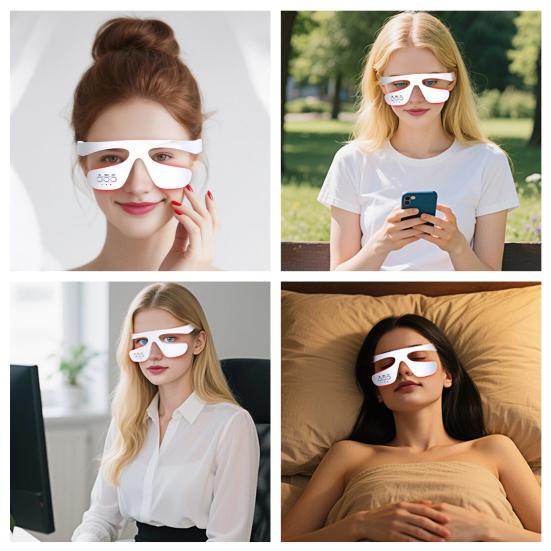 Red Light Therapy Glasses Under-Eye Massager Portable Eye Care Device LED Eye Perfector for Wrinkle Removal Skin Firming