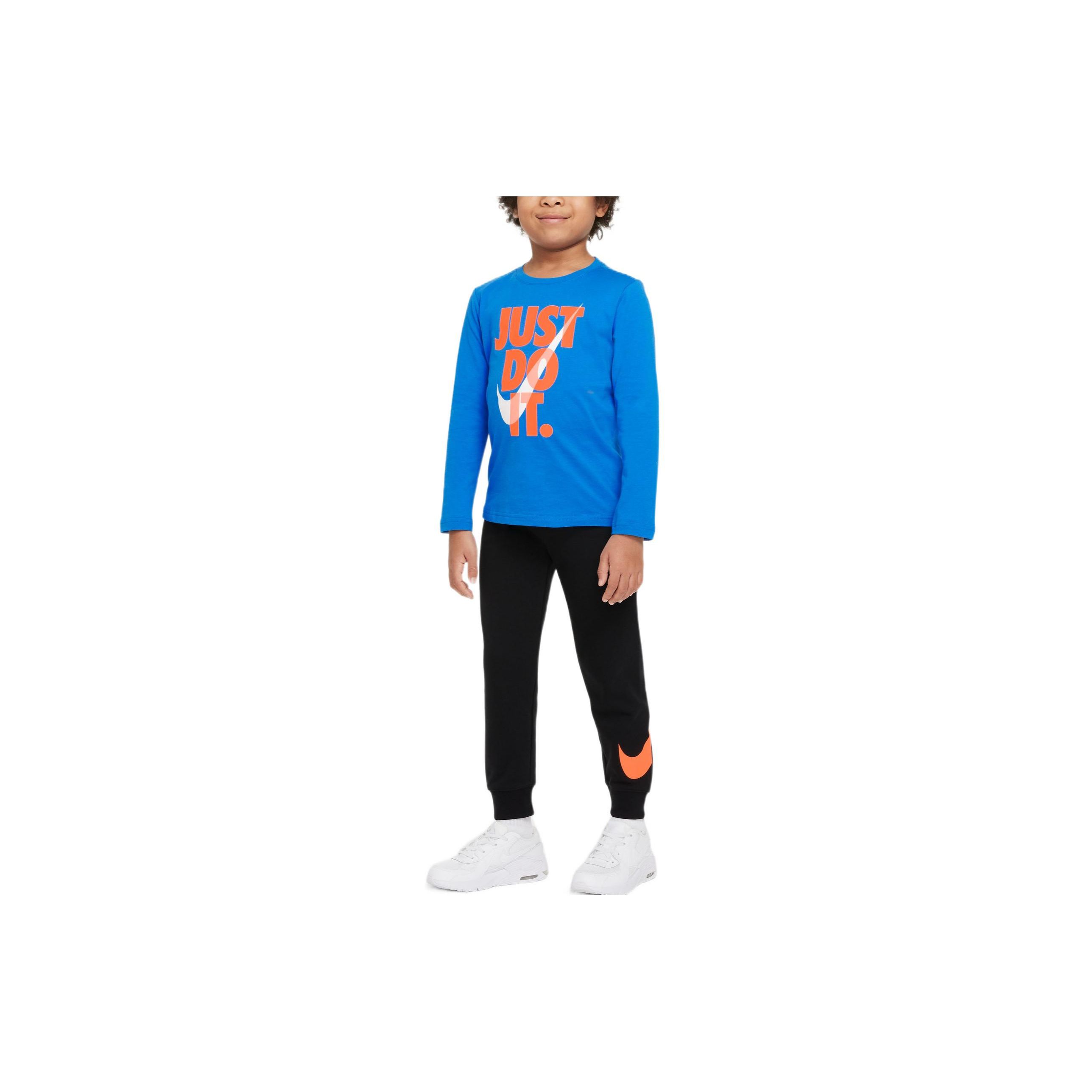 

Nike Letter Print Crew Neck Long Sleeve T-Shirt Kids Tops Light-Blue DV4408-406 M