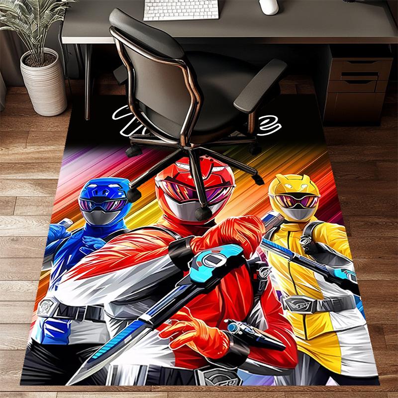 Custom Mighty Morphin Power Rangers Mat Personalized Name, Polyester Washable Indoor Entryway Rug, Gift for Christmas, Easter, Thanksgiving Day