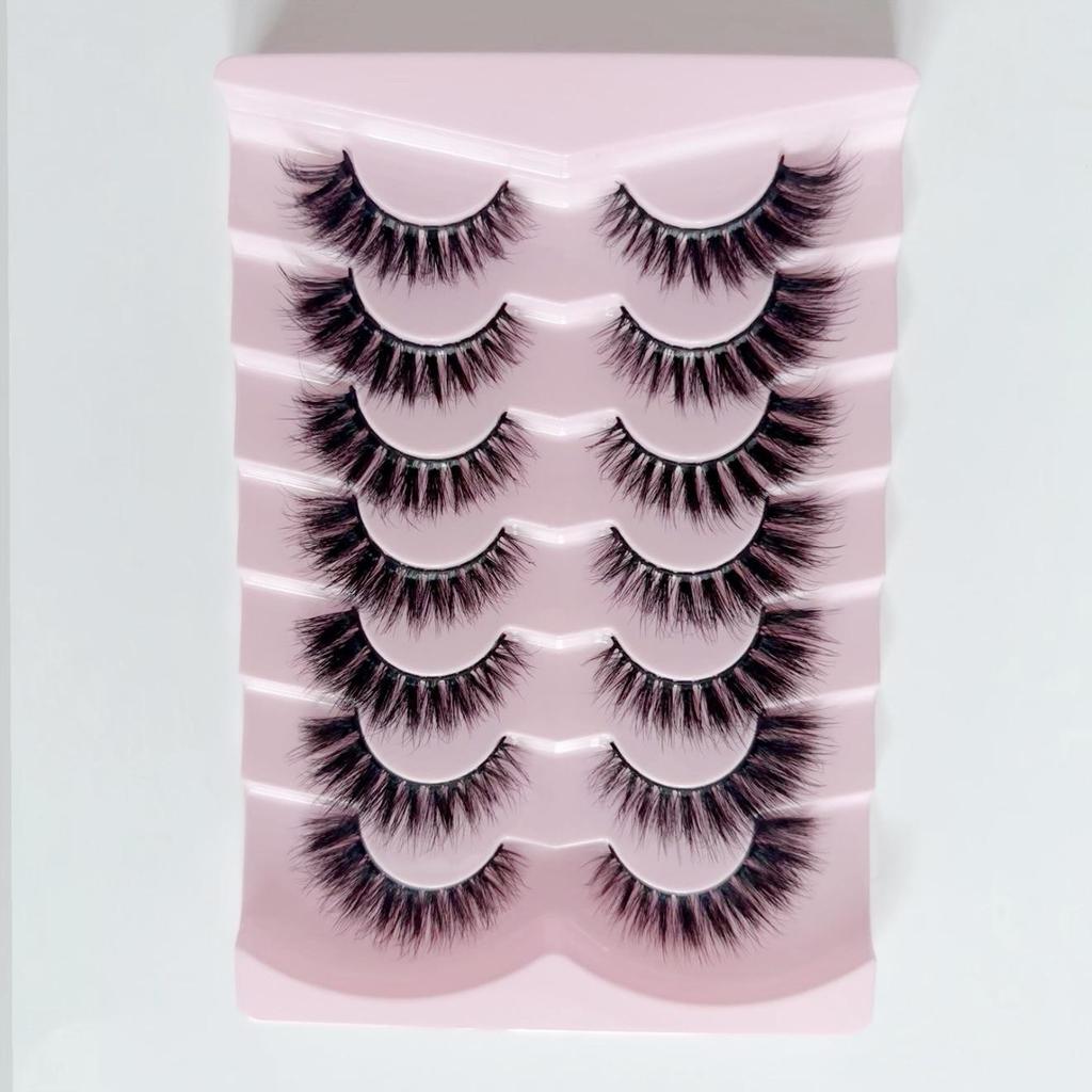 European & American Style 7 Pairs Fluffy High-Imitation Mink Fur False Eyelashes - Natural, Curled, Thick