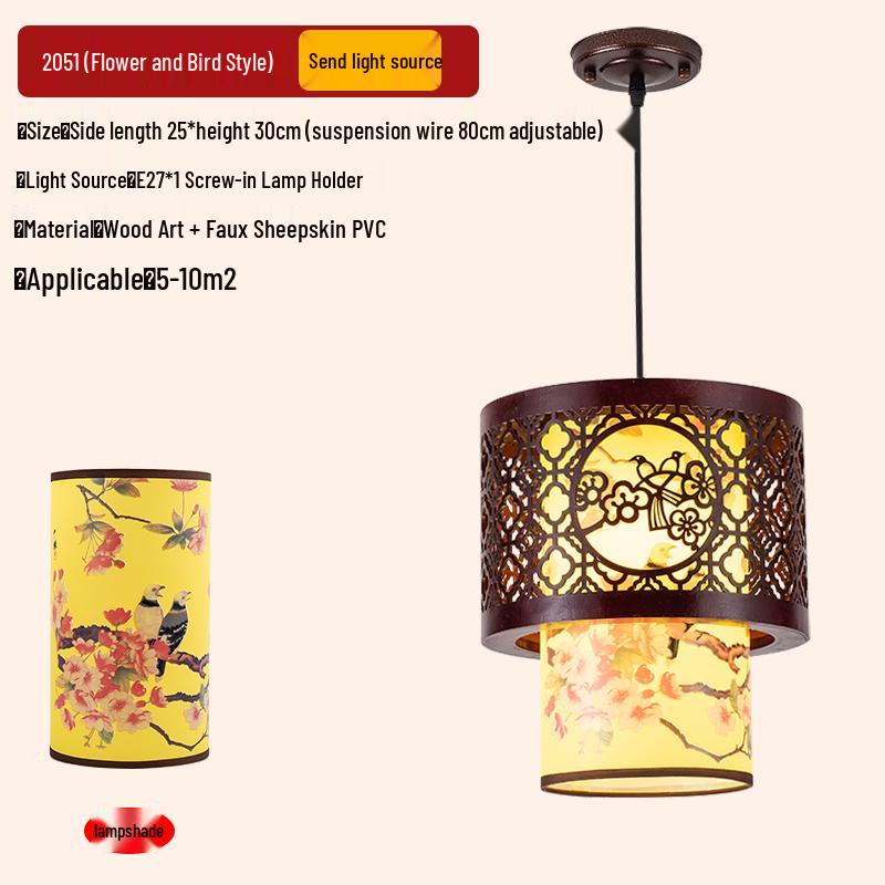 Antike massive Holz-Pendelleuchte im chinesischen Stil für Balkon, Teeraum, Flur oder Wohnzimmer.