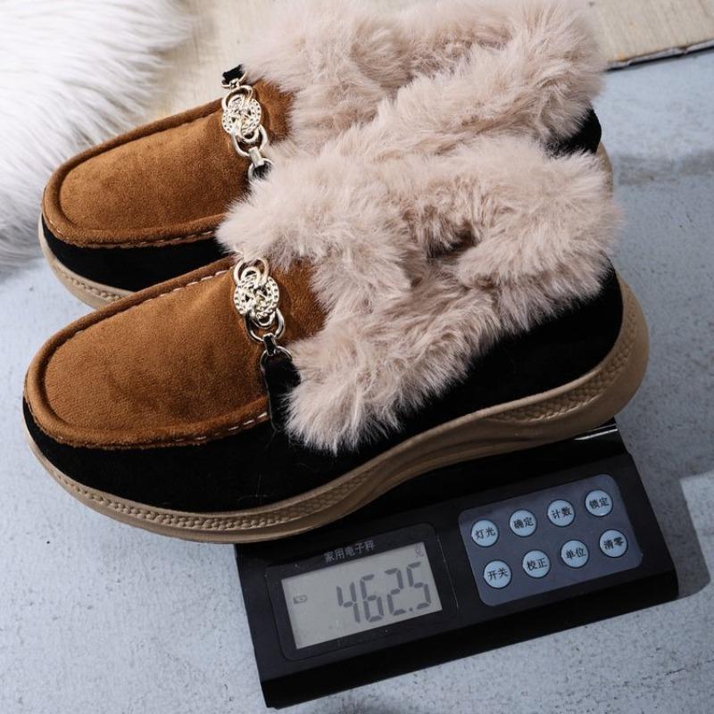 Women's Plus Size Thick Platform Low-Top Sneakers Frayed Edge Warm Cotton Shoes Comfortable Euro-American Style New Autumn Winter