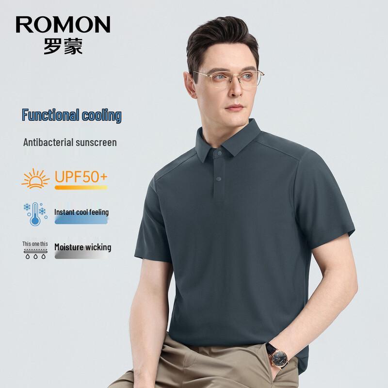ROMON Men s Cooling Anti-Bacterial UPF50+ Four-Way Stretch Polo Shirt M