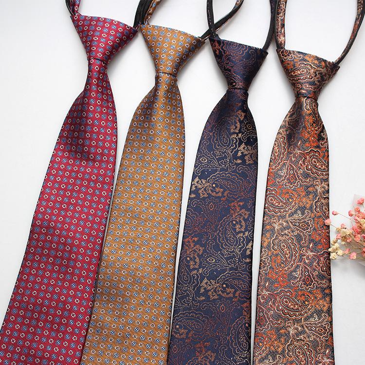 Hot-Selling Formal 8Cm Business Tie, Men'S Zipper Lazy Tie, Small Flower Cashew Nut Ideas, A Variety Of Colors