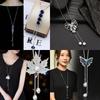 1Pcs New Trendy Korean Fashion Clothes Pendant Geometric Jewelry Vinatge Crystal Water Drop Sweater Long Necklaces For Women
