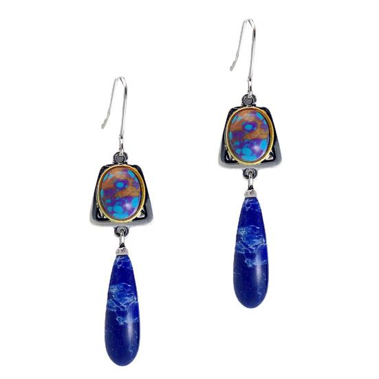 1 para kolczyków damskich, sztuczne niebieskie kamienie, temperament, biżuteria, wszystkie pasujące kolczyki z haczykami