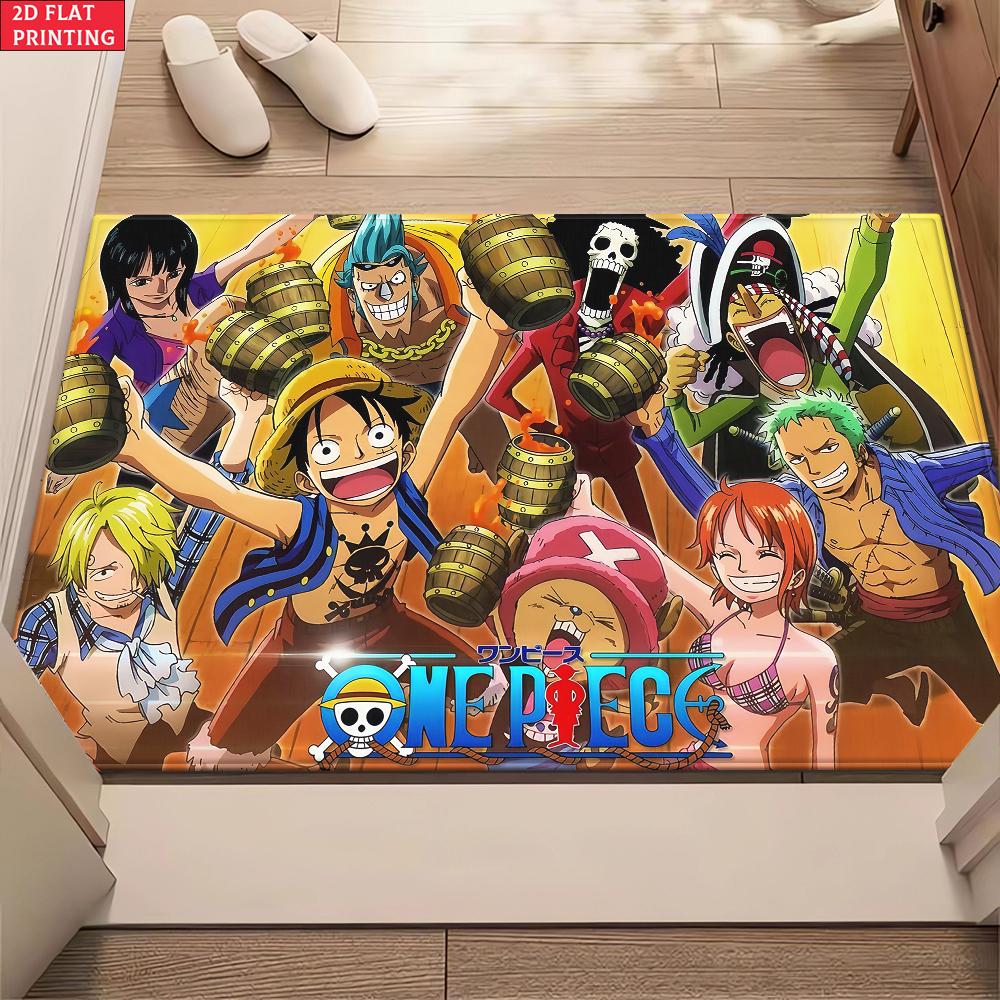 Anime Straw Hat Crew Party Doormat, Cartoon Character Non-slip Floor Mat, Decorative Entrance Rug for Home Living Room Bedroom