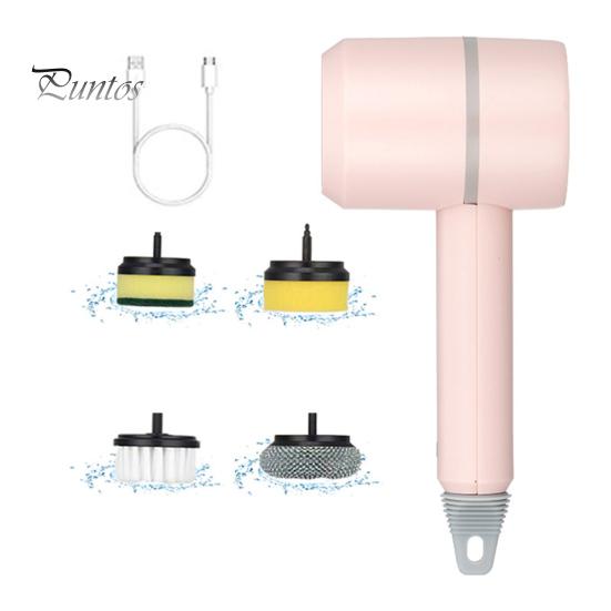 

Электрическая щетка для чистки с высокоскоростным двигателем, вращающаяся на 360 градусов, многофункциональная щетка для чистки поверхностей с 4 сменными головками розовый